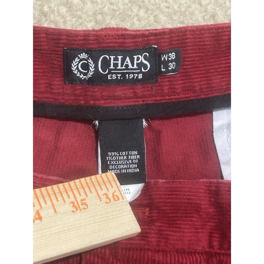 Vintage‎ Chaps Corduroy Shorts Embroidered Labrador Dogs 38x30 Red Casual Preppy